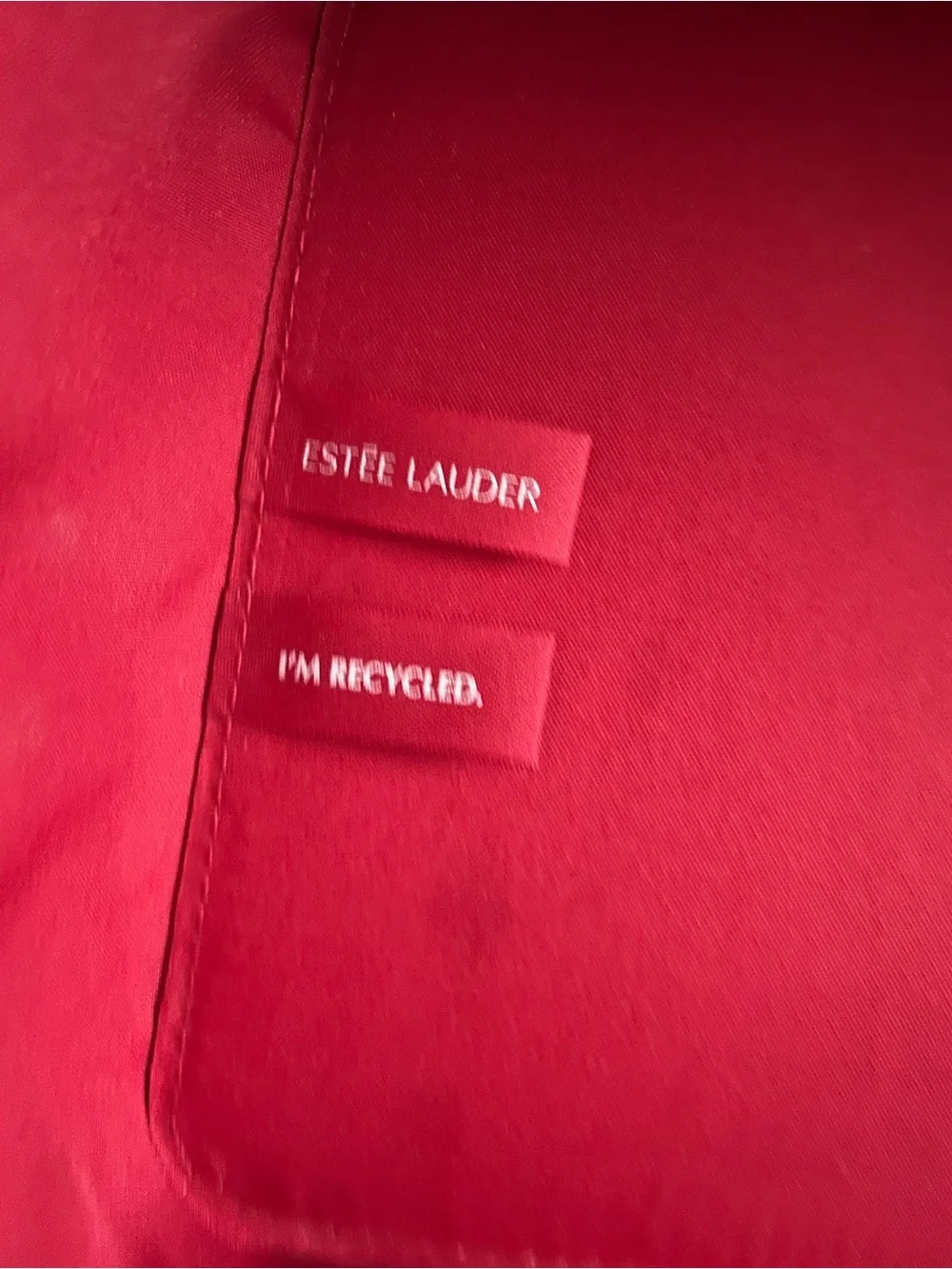 Estee Lauder large  Red Velvet Bow Cosmetic Bag with Gold Zipper